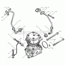 Компрессор пневмотормозов двигателя ЯМЗ-850.10-01