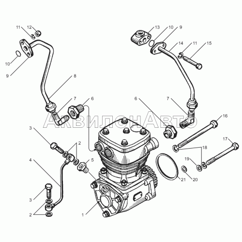 Компрессор пневмотормозов двигателя ЯМЗ-850.10-01