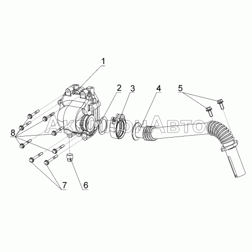 Система подвода охлажденных отработавших газов в коллектор (Евро-4)