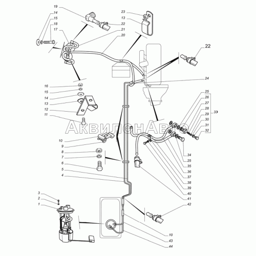 Топливный погружной модуль, топливные трубопроводы Топливный погружной модуль, топливные трубопроводы