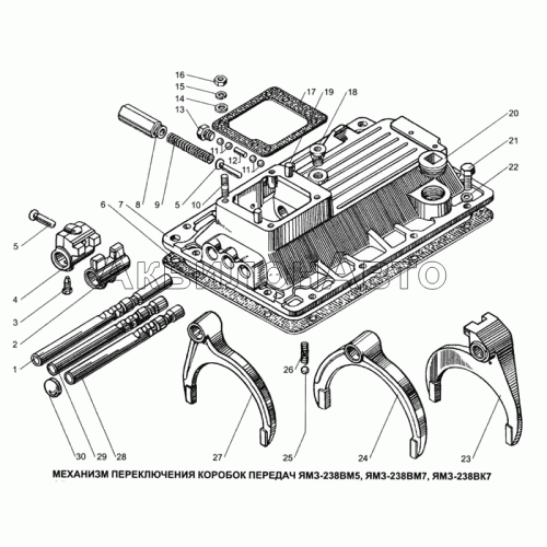Механизм переключения коробок передач ЯМЗ-238ВМ5, ЯМЗ-238ВМ7, ЯМЗ-238ВК7 Механизм переключения коробок передач ЯМЗ-238ВМ5, ЯМЗ-238ВМ7, ЯМЗ-238ВК7