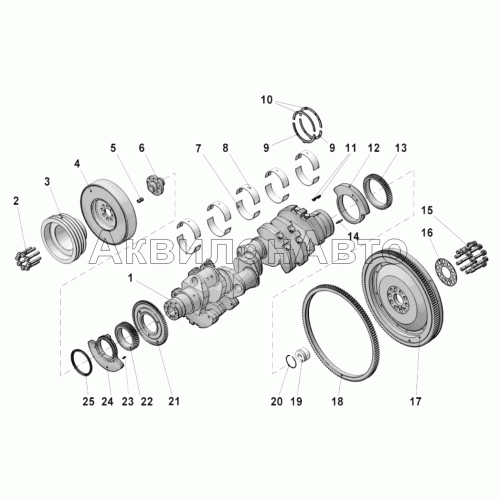 Коленчатый вал и маховик Коленчатый вал и маховик