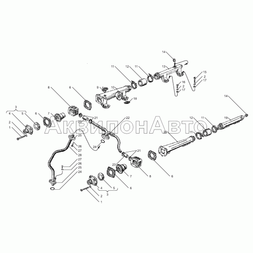 Водяные трубы и термостаты системы охлаждения двигателей с индивидуальными головками цилиндров Водяные трубы и термостаты системы охлаждения двигателей с индивидуальными головками цилиндров