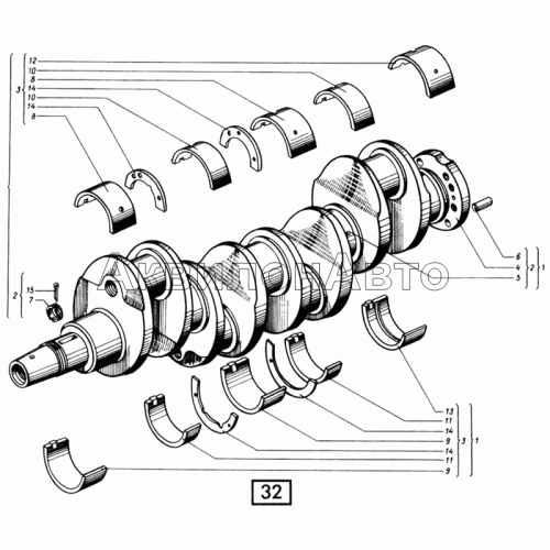 Вал коленчатый СМД-21, -22, 22А, 23, 23.01, 23.02, 24, 24.01, 24.02