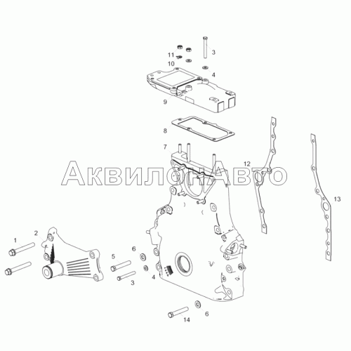 6585.1002249 Установка крышки шестерен распределения 6585.1002249 Установка крышки шестерен распределения