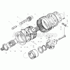 Вал и шестерни демультипликатора коробки передач