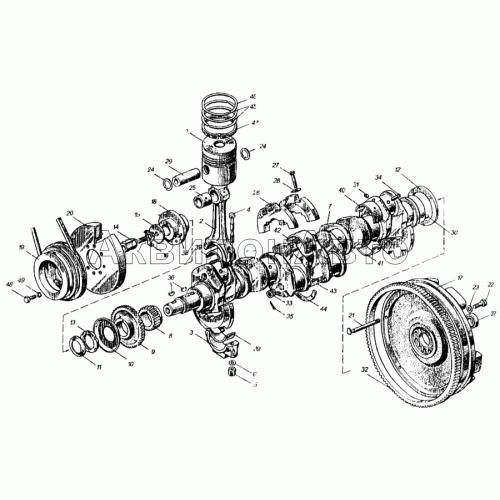 Поршни и шатуны. Коленчатый вал и маховик Поршни и шатуны. Коленчатый вал и маховик