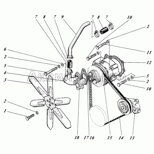 Насос водяной и вентилятор 444-13с1 Насос водяной и вентилятор 444-13с1