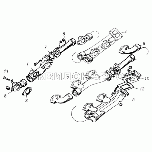 Газопровод двигателей ЯМЗ-8401.10-03, ЯМЗ-8401.10-04