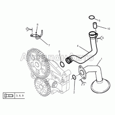 Патрубки насоса масляного и форсунка охлаждения поршня