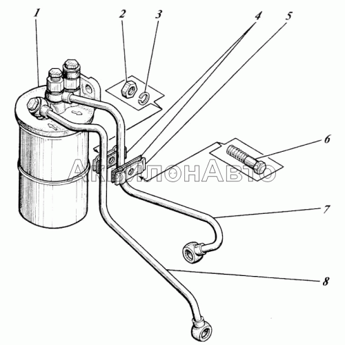 Фильтр тонкой очистки топлива ФТ-80 с топливопроводами 41-15с10-3 Фильтр тонкой очистки топлива ФТ-80 с топливопроводами 41-15с10-3