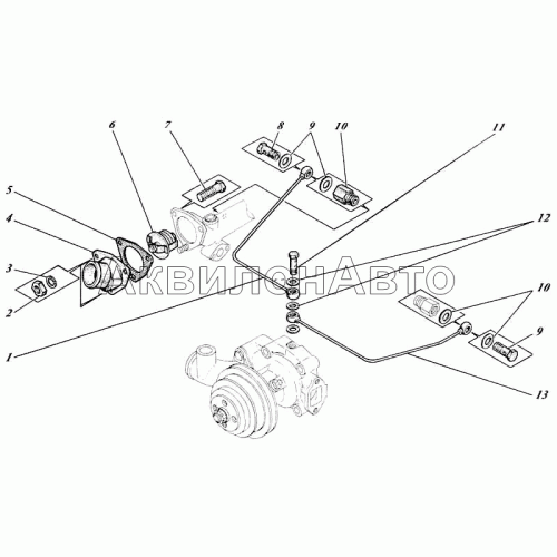 Насос водяной, вентилятор и термостат 442-25-13с1 Насос водяной, вентилятор и термостат 442-25-13с1