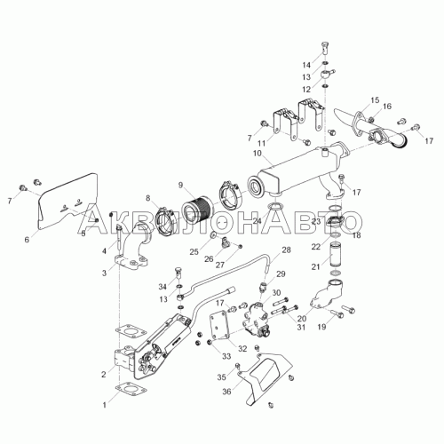 5344.1213005 Установка системы рециркуляции отработавших газов (ЯМЗ-53443-10) 5344.1213005 Установка системы рециркуляции отработавших газов (ЯМЗ-53443-10)