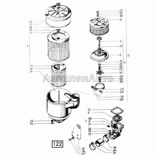 Воздухоочиститель СМД-21, -22, 22А, 23, 23.01, 23.02, 24, 24.01, 24.02