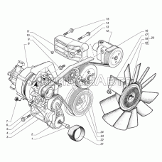Генератор с вакуумным насосом, насос рулевого гидроусилителя, привод навесных агрегатов