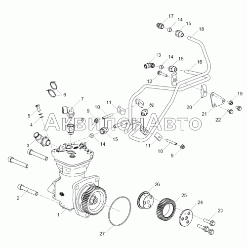 53443.3509005-20 Установка компрессора пневматического тормоза (ЯМЗ-53443-22)