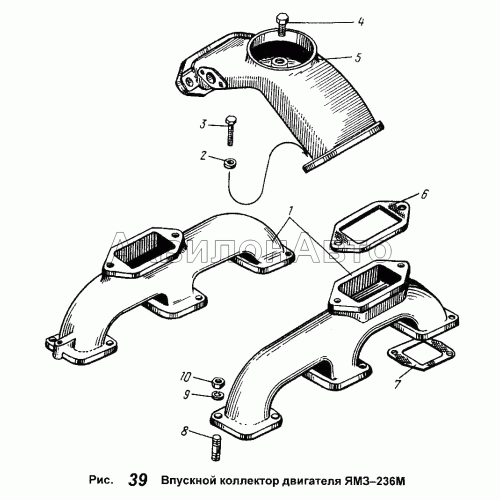 Впускной коллектор двигателя ЯМЗ-236М