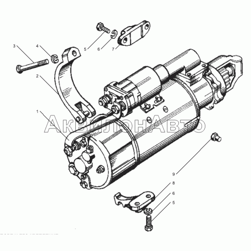 Стартер в сборе и его крепление