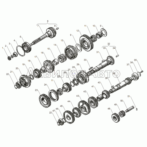 ВАЛЫ И ШЕСТЕНИ КОРОБКИ ПЕРЕДАЧ ЯМЗ-2381 для двигателя ЯМЗ-6562.10 ВАЛЫ И ШЕСТЕНИ КОРОБКИ ПЕРЕДАЧ ЯМЗ-2381 для двигателя ЯМЗ-6562.10