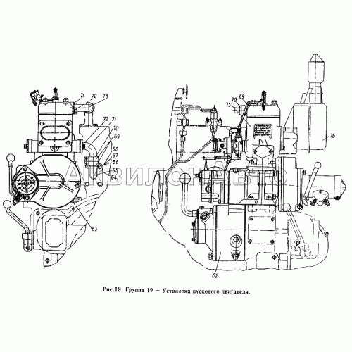 Установка пускового двигателя Установка пускового двигателя