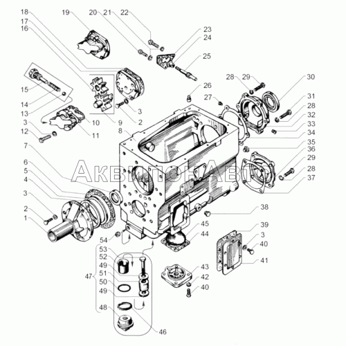 Картерм и масляный насос коробки передач ЯМЗ-236П Картерм и масляный насос коробки передач ЯМЗ-236П
