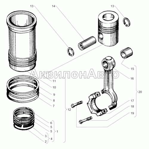 Поршень и  шатун