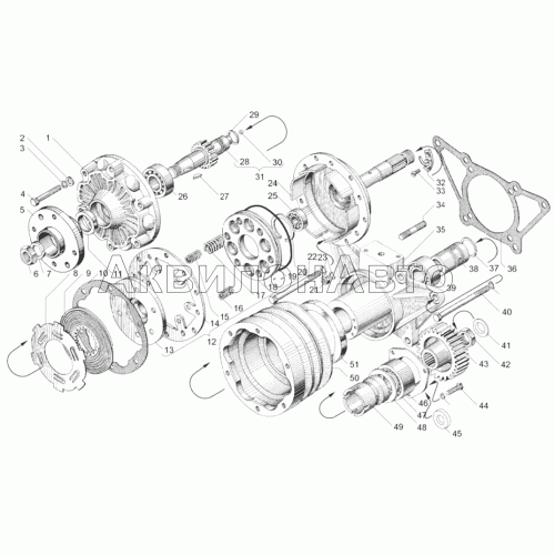 Привод вентилятора (ЯМЗ-238М2-20, ЯМЗ-238М2-26, ЯМЗ-238М2-38, ЯМЗ-238М2-48)