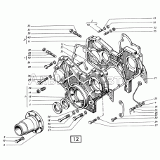 Картер и крышка картера зубчатых колес СМД-21, -22, 22А, 23, 23.01, 23.02, 24, 24.01, 24.02