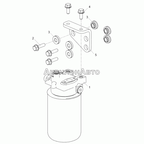 53443.1117005-11 Установка фильтра тонкой очистки топлива с демпферами (ЯМЗ-53443-20, ЯМЗ-53443-22)