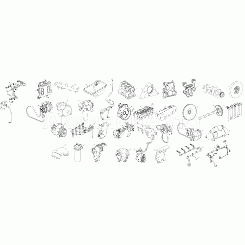 Схема деления двигателя ЯМЗ-53402 на сборочные единицы Схема деления двигателя ЯМЗ-53402 на сборочные единицы