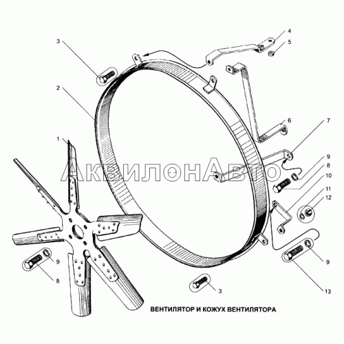 Вентилятор и кожух вентилятора Вентилятор и кожух вентилятора