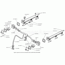 Трубы и термостаты системы охлаждения двигателя ЯМЗ-238 ЯМЗ-238НБ