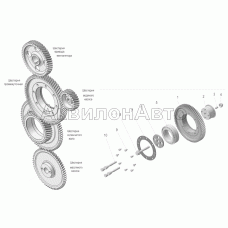 Привод агрегатов, передний торец. Шестерня промежуточная