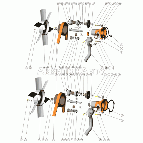Установка водяного насоса. Установка вентилятора Установка водяного насоса. Установка вентилятора