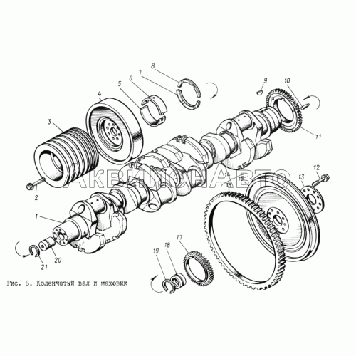Вал коленчатый и маховик Вал коленчатый и маховик