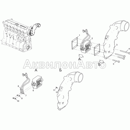Тракт впускной (Двигатель ЯМЗ-53602-10, ЯМЗ-53622-10, ЯМЗ-53642-10) Тракт впускной (Двигатель ЯМЗ-53602-10, ЯМЗ-53622-10, ЯМЗ-53642-10)