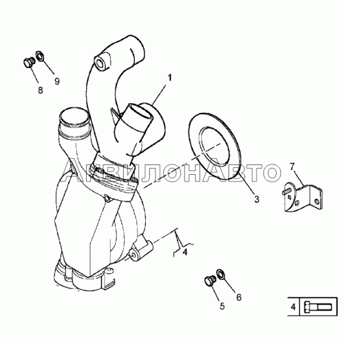 Насос водяной с патрубками подключения охладителя интардера