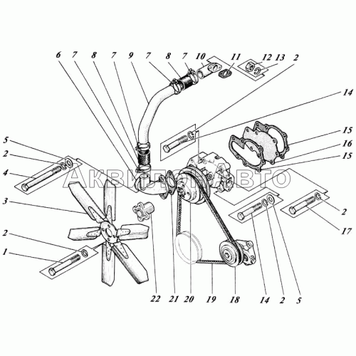 Насос водяной, вентилятор и термостат 442-55-13с1-01 Насос водяной, вентилятор и термостат 442-55-13с1-01