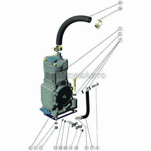 Установка пневмокомпрессора для исполнениий дизелей с пневмокомпрессором Установка пневмокомпрессора для исполнениий дизелей с пневмокомпрессором