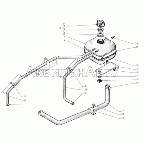Расширительный бачок со шлангами, пробка расширительного бачка Расширительный бачок со шлангами, пробка расширительного бачка