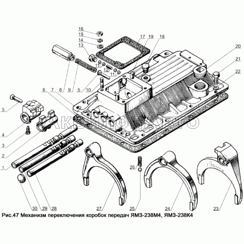 Механизм переключения коробок передач ЯМЗ-238М4, ЯМЗ-238К4 Механизм переключения коробок передач ЯМЗ-238М4, ЯМЗ-238К4