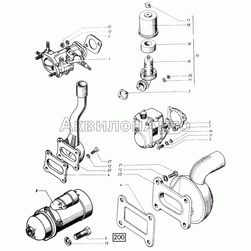 Агрегаты пускового двигателя СМД-21, -22, 22А, 23, 23.01, 23.02, 24, 24.01, 24.02 Агрегаты пускового двигателя СМД-21, -22, 22А, 23, 23.01, 23.02, 24, 24.01, 24.02