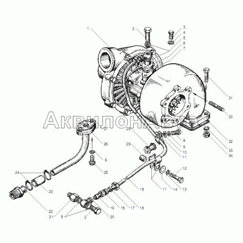 ТРУБКИ ПОДВОДА И СЛИВА МАСЛА ТУРБОКОМПРЕССОРА двигателей ЯМЗ-6562.10, ЯМЗ-6563.10