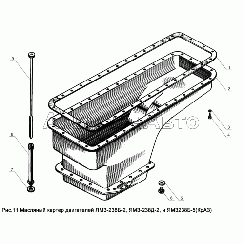 Масляный картер двигателей ЯМЗ-238Б-2, ЯМЗ-238Д-2 и ЯМЗ-238Б-5 (КрАЗ)