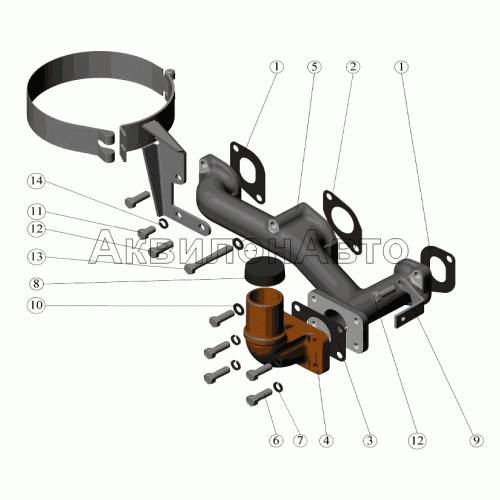 Установка выпускного коллектора Установка выпускного коллектора