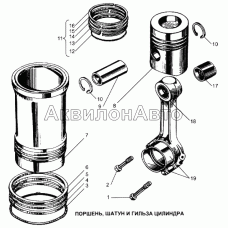 Поршень, шатун и гильза цилиндра