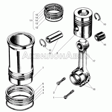 Поршень шатун и гильза цилиндра