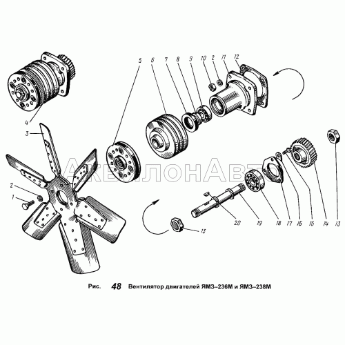Вентилятор двигателей ЯМЗ-236М и ЯМЗ-238М