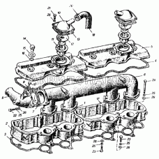 Крышки головок цилиндров, коллектор и сапуны Крышки головок цилиндров, коллектор и сапуны