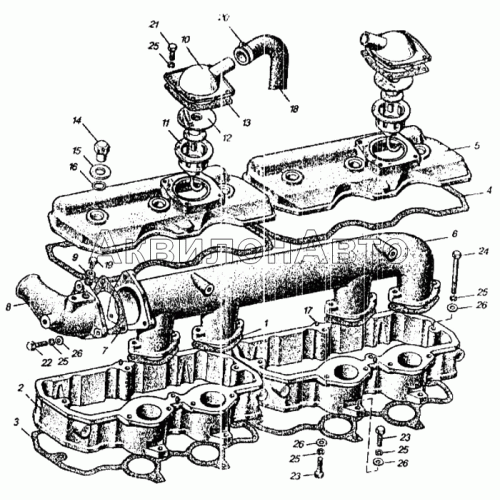Крышки головок цилиндров, коллектор и сапуны Крышки головок цилиндров, коллектор и сапуны